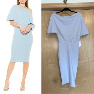 ALEXIA ADMOR Olivia Draped One-shoulder Dress In Sky Blue